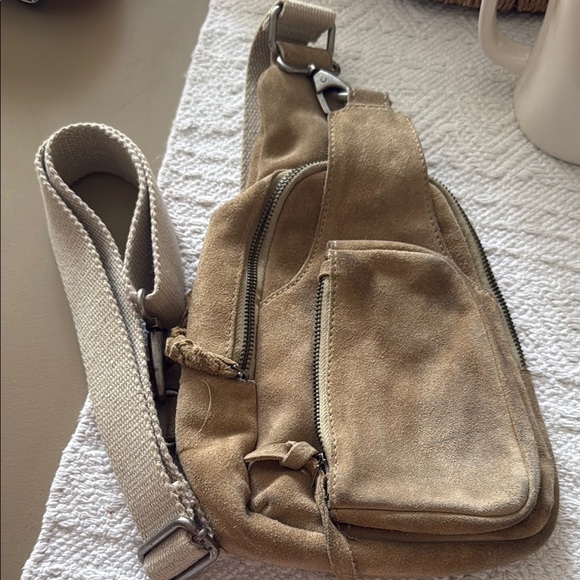Tan Free People Suede Crossbody Bag - Picture 1 of 7